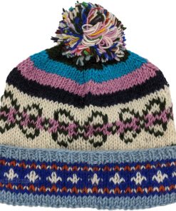Handmade Multicolor Pattern Knit Pom Pom Beanie
