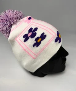 Handmade Floral Pom Pom Knit Beanie