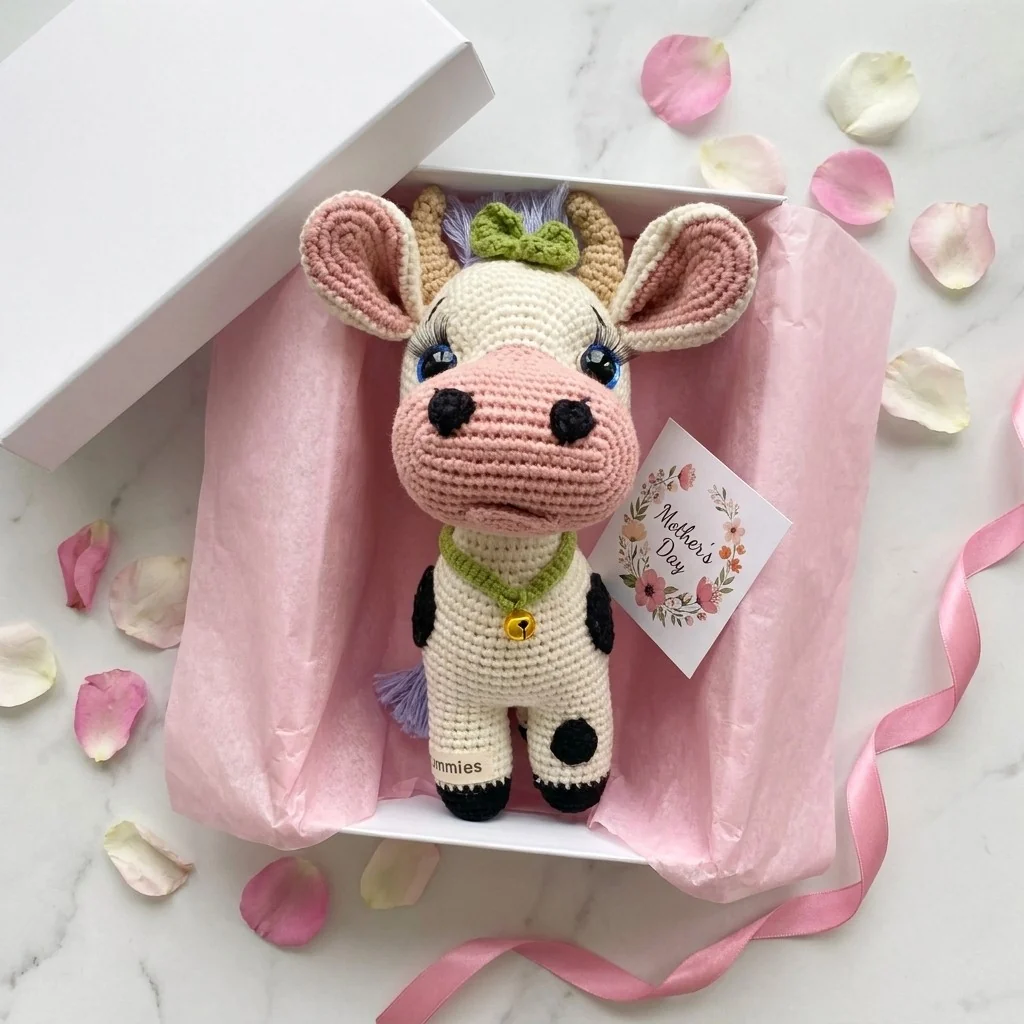 Handmade Crochet Cow Plush Toy - Image 3